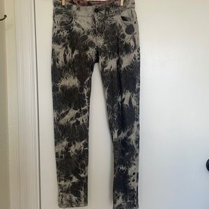 Roxy Kids Black and Whitw Acid Bleach Washed Funky Punk Jeans